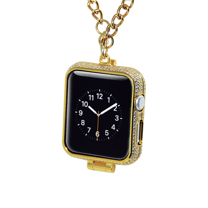 Apple Watch #1,2,3,24kg Gold Plated Diamond Necklace Housing